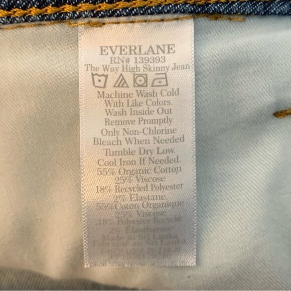 Everlane The Way High Skinny Jean Womens 29 Blue Dark Wash Organic Cotton - Picture 6 of 7